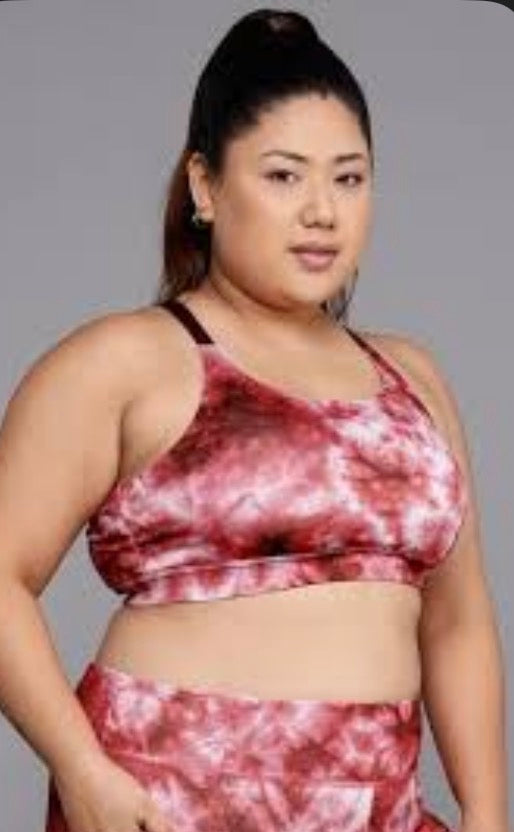 Plus Size Printed Tie Dye Sports Bra