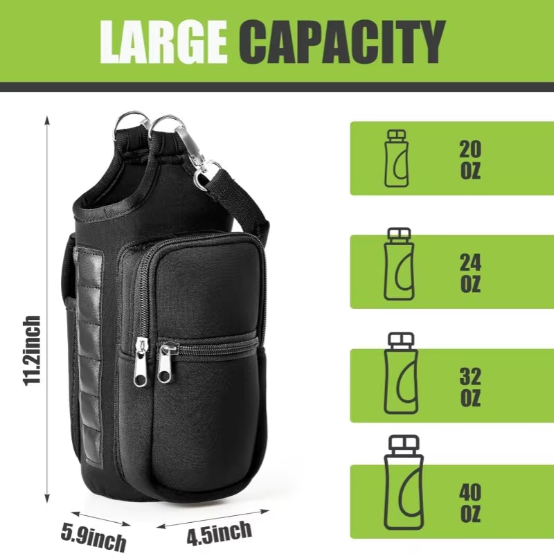 Magnetic Water Bottle Holder with Phone Pocket