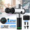 4 head electric massage guns featuring LCD touch screen, 20 gear control, and 2600mAh battery for effective muscle relief.