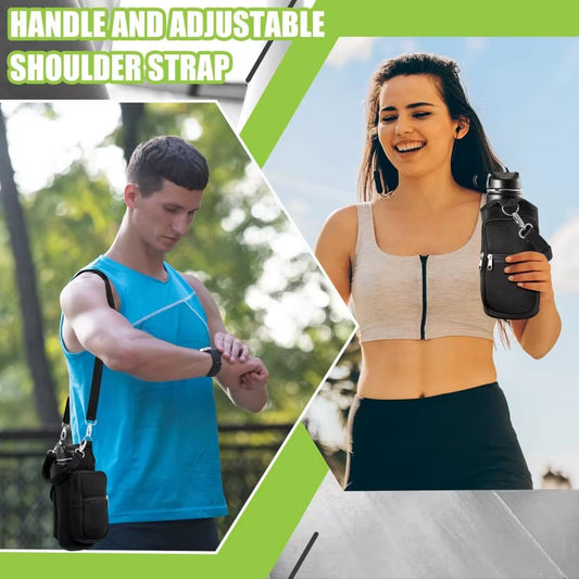 Magnetic Water Bottle Holder with Phone Pocket