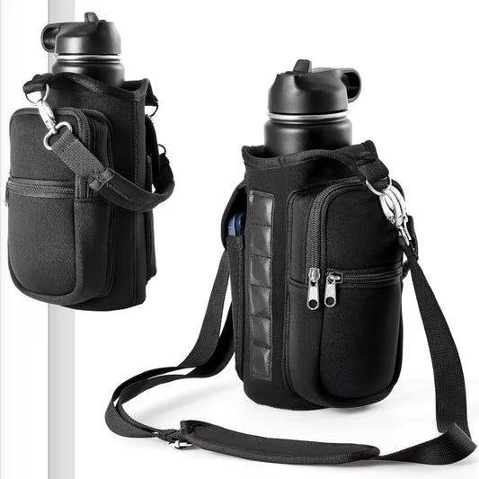 Magnetic Water Bottle Holder with Phone Pocket
